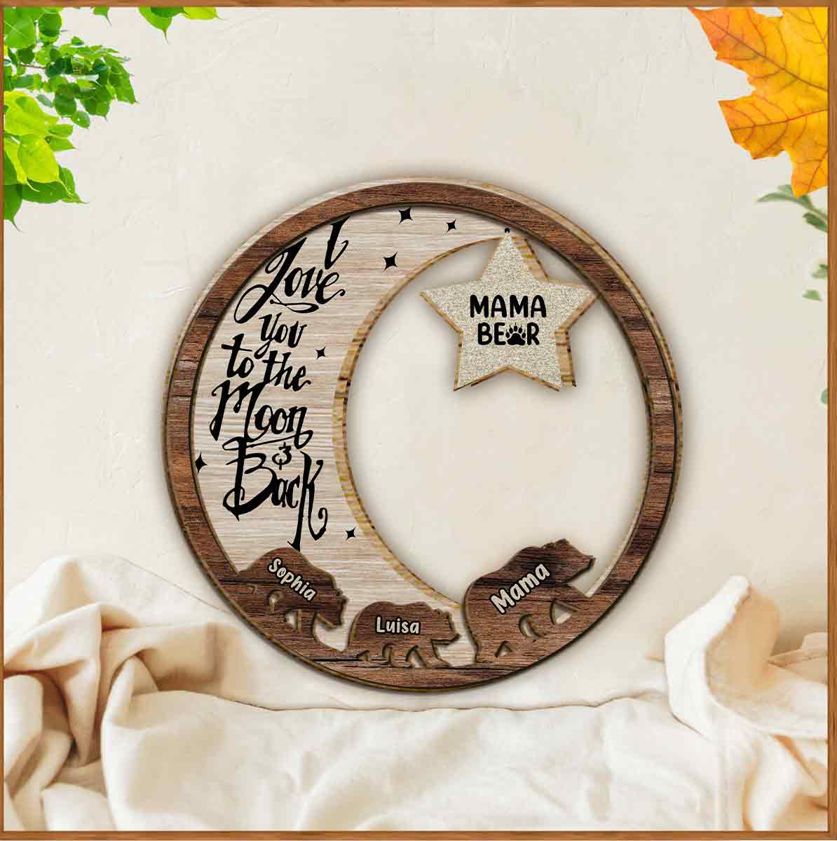 Mama Bear Custom Any Title - Personalized Mother 2 Layered Wood Sign / Wood Plaque