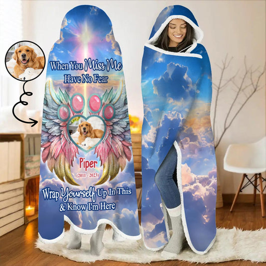 When You Miss Me Have No Fear - Personalized Dog Hooded Blanket