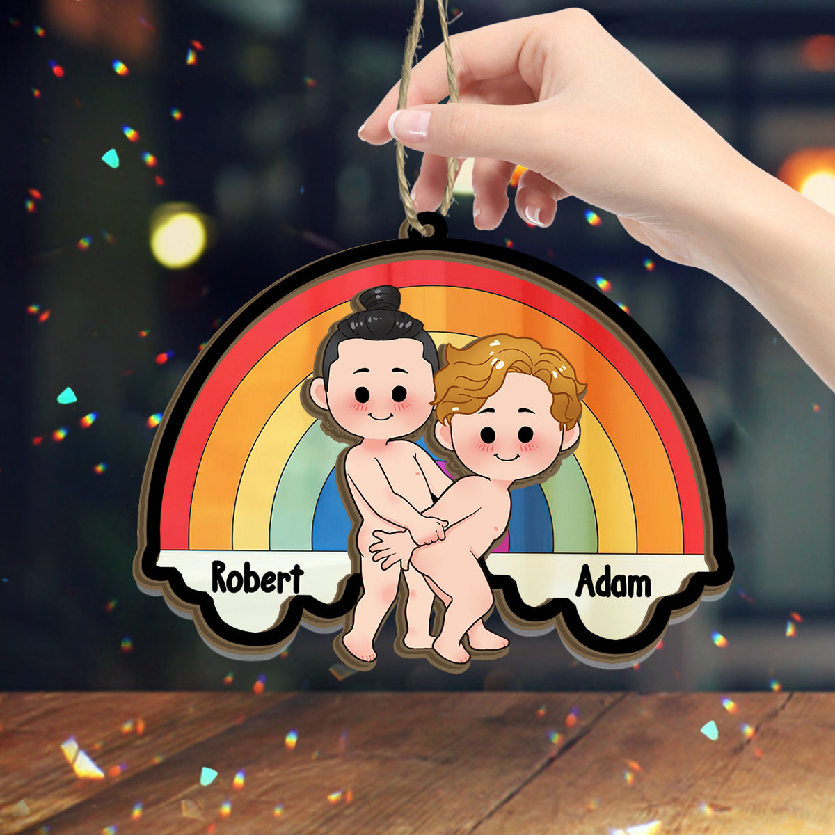 Love Is Love - Personalized LGBT Support 2 Layered Window Hanging Suncatcher