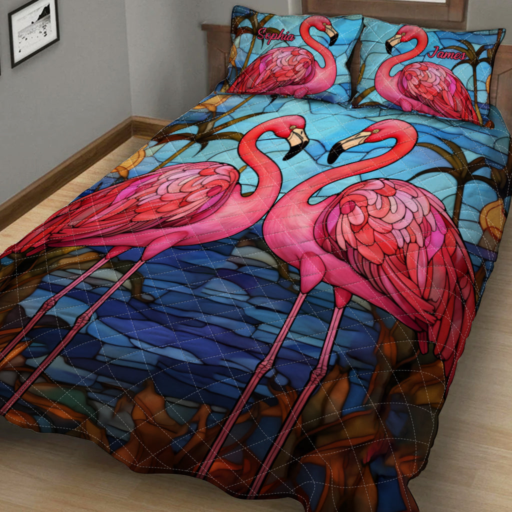 Love Flamingos - Personalized Flamingo Quilt Set