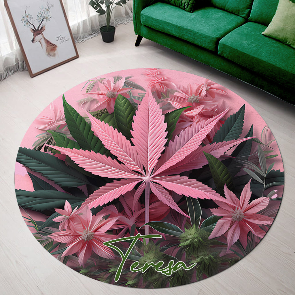 Pink In My Area - Personalized Weed Round Rug