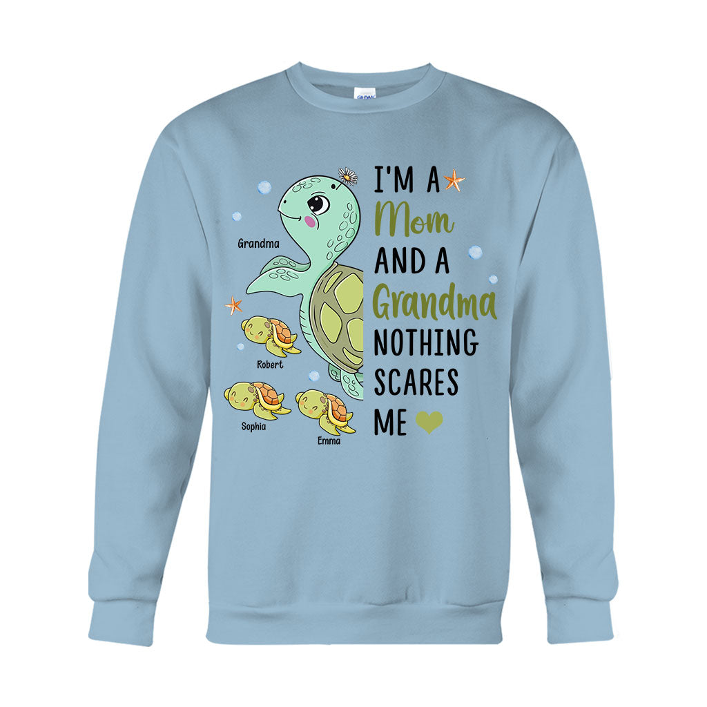 Nothing Scares Me Grandma Turtle Version - Personalized Grandma T-shirt And Hoodie