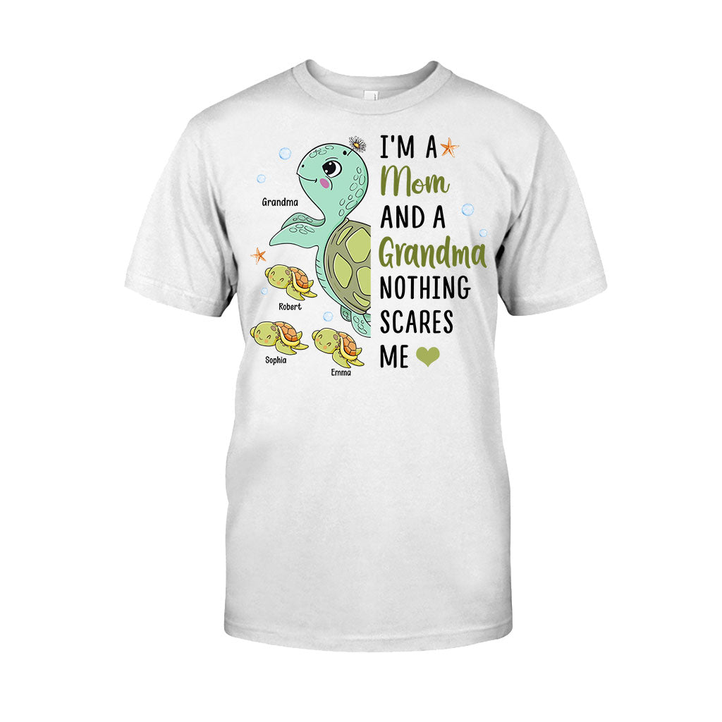 Nothing Scares Me Grandma Turtle Version - Personalized Grandma T-shirt And Hoodie