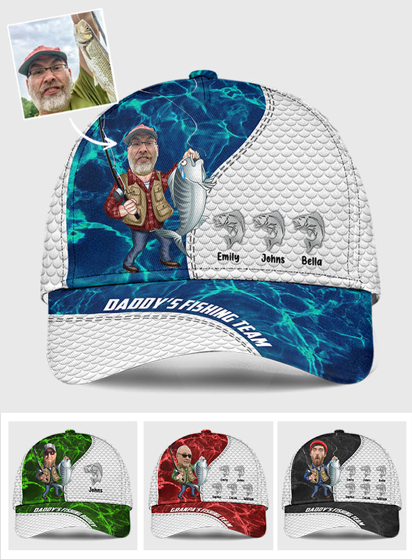 Reel Cool Dad American Flag Bass - Personalized Fishing Classic Cap