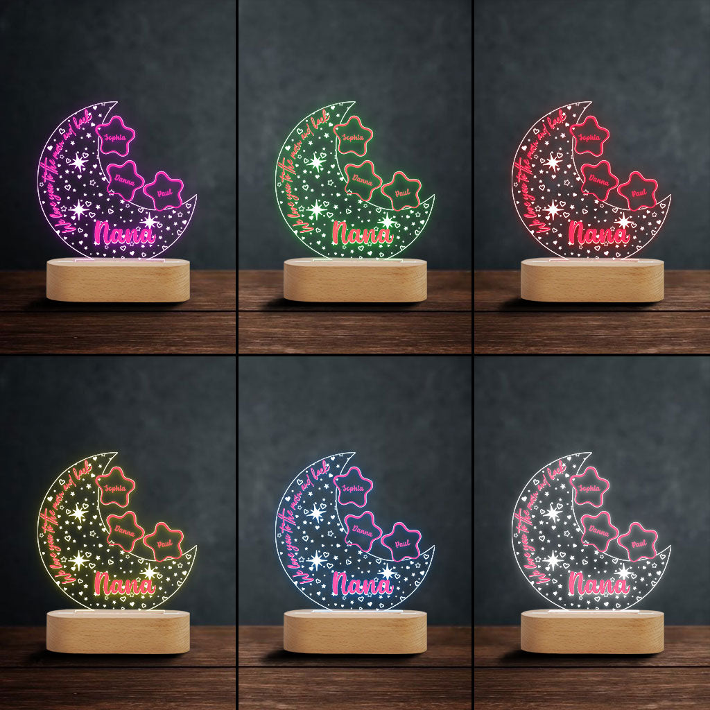 We Love You To The Moon And Back - Personalized Grandma Shaped Plaque Light Base