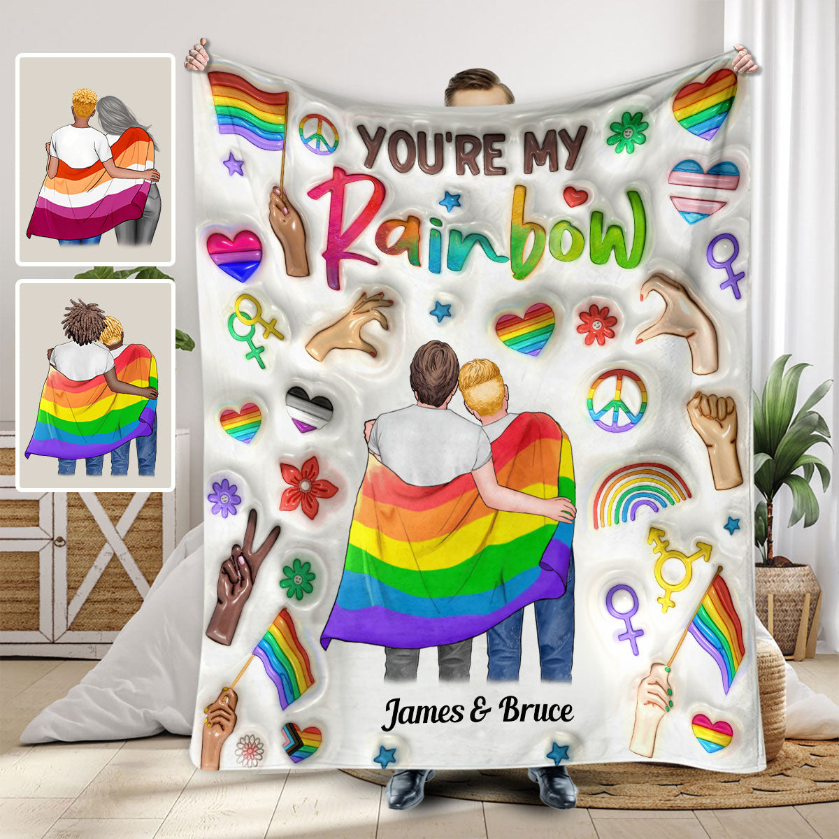 You Are My Rainbow - Personalized LGBT Support Blanket