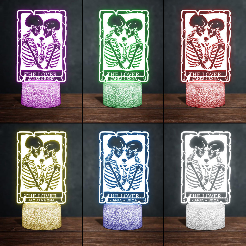 The Lover Romantic Skeletons - Personalized Couple Shaped Plaque Light Base