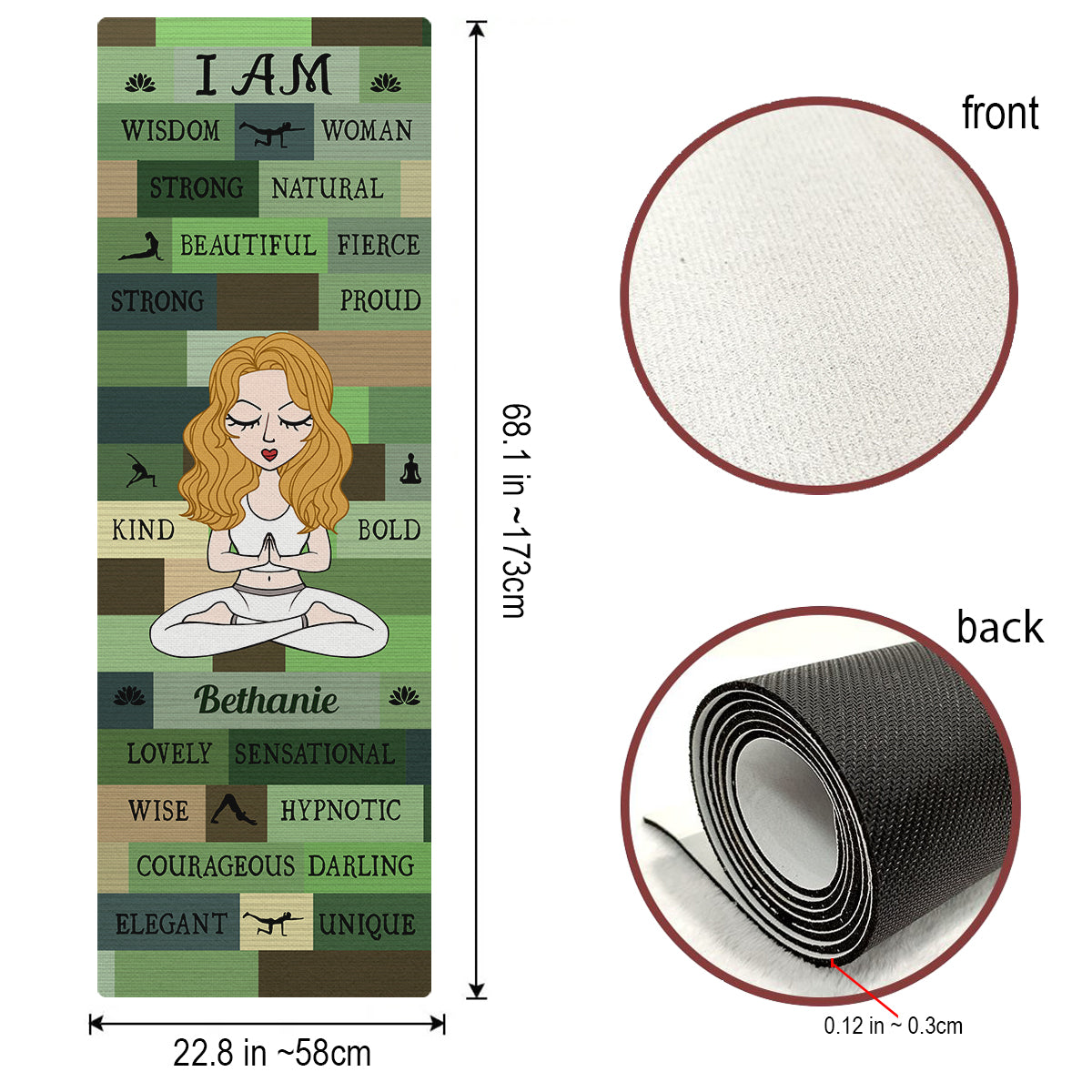 Yoga Girl I Am Bold Green - Personalized Yoga Yoga Mat