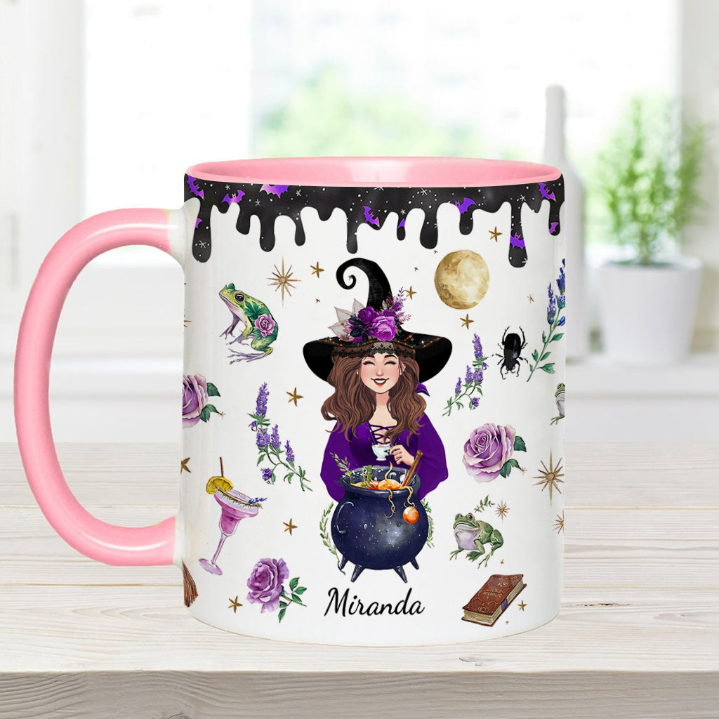 This Witch Need Coffee Before Any Hocus Pocus - Personalized Witch Accent Mug