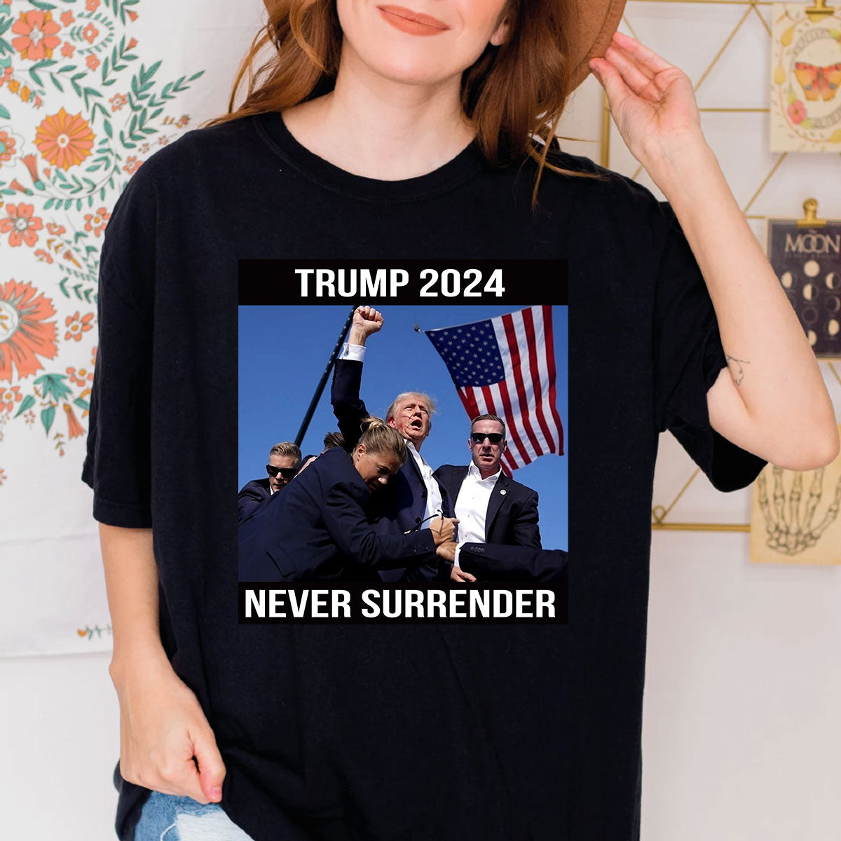 Trmp Sh0t T-Shirt Top | Donald TRMP 2024 Never Surrender Shirt Mugsh*t Tee 
T-shirt & Hoodie