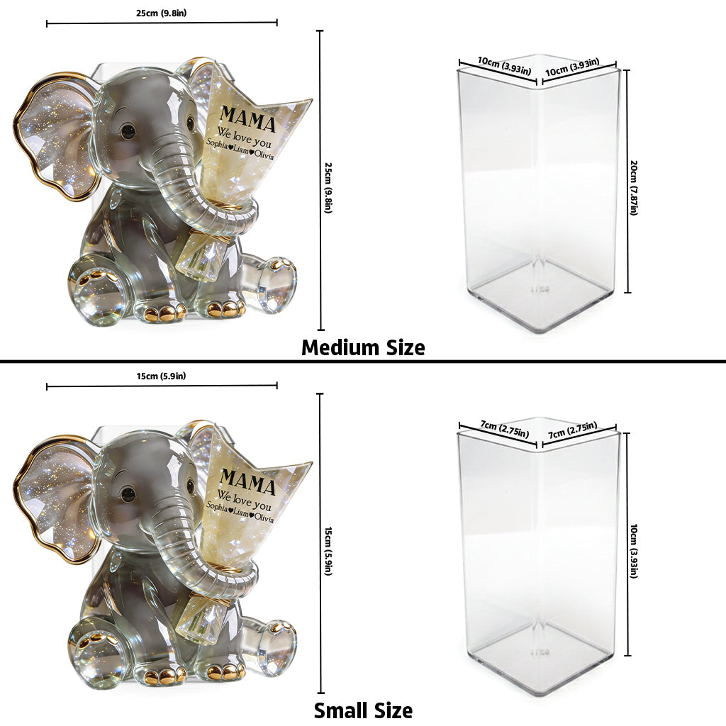 Elephant Holding Flowers - Personalized Mother Acrylic Pot