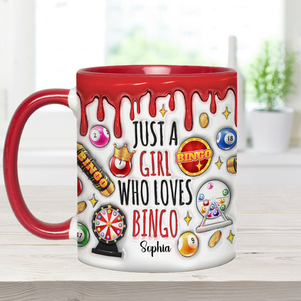 Just A Girl Who Loves Bingo - Personalized Bingo Player Accent Mug