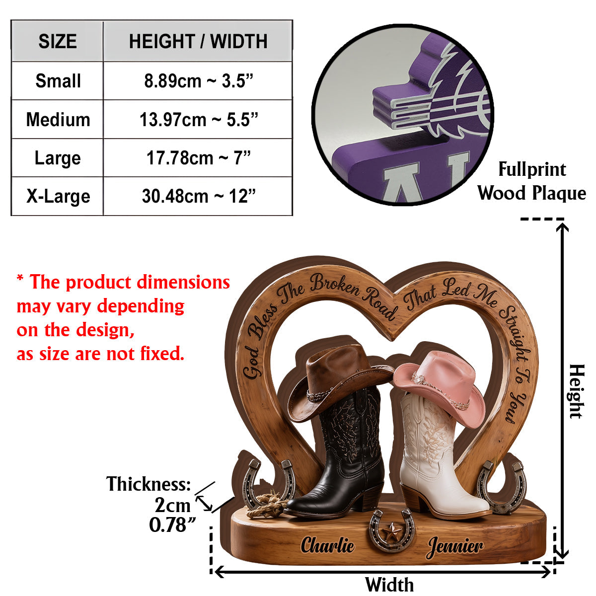 Cowboy & Cowgirl Couple, Western House Decoration, God Bless The Broken Road - Personalized Western Outfit Custom Shaped Wood Plaque