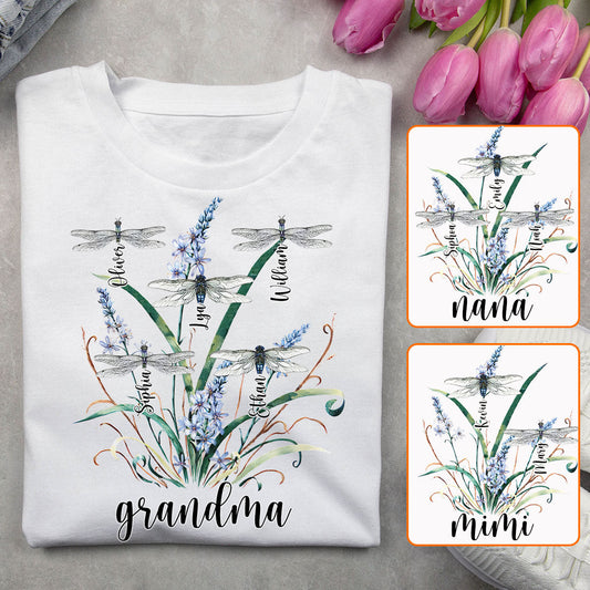 Grandma Mother Dragonfly - Personalized Grandma T-shirt And Hoodie