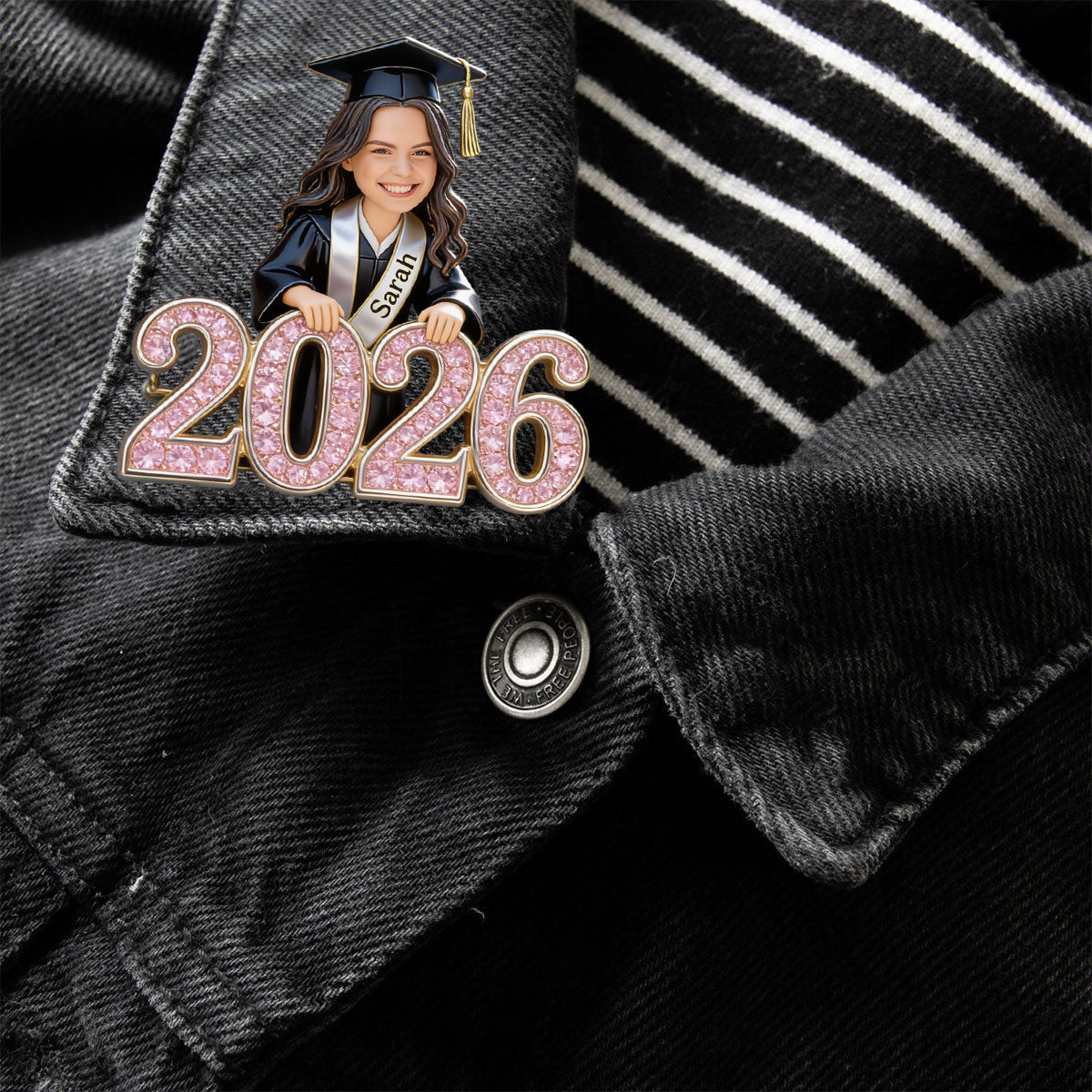 Custom Any Photo Happy Graduation Gift - Personalized Graduation Pin