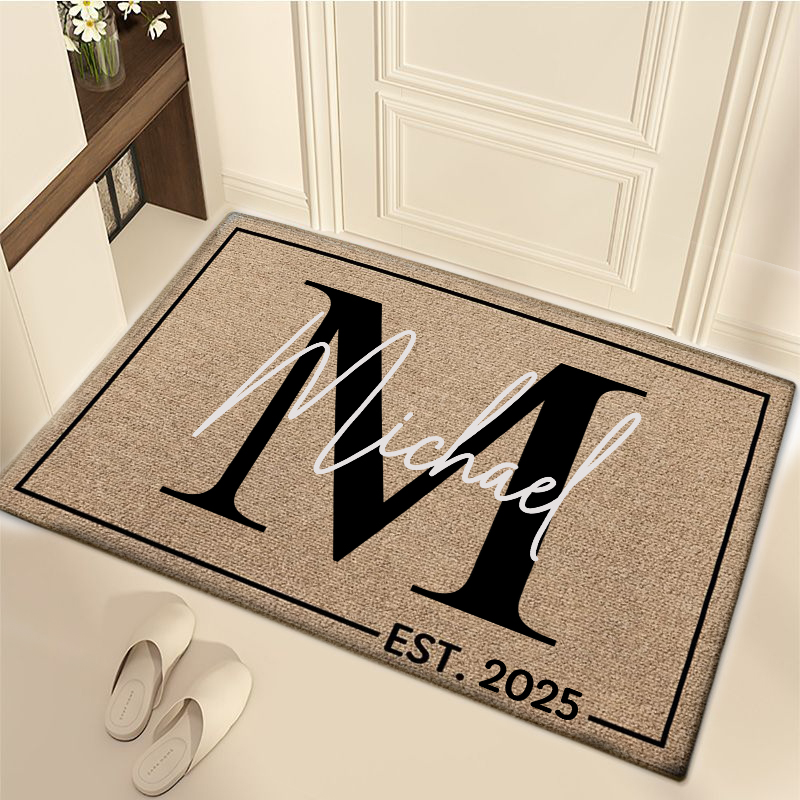 Personalized Family Name Doormat - Custom Monogram Entrance Doormat - Housewarming Gift for Homeowners