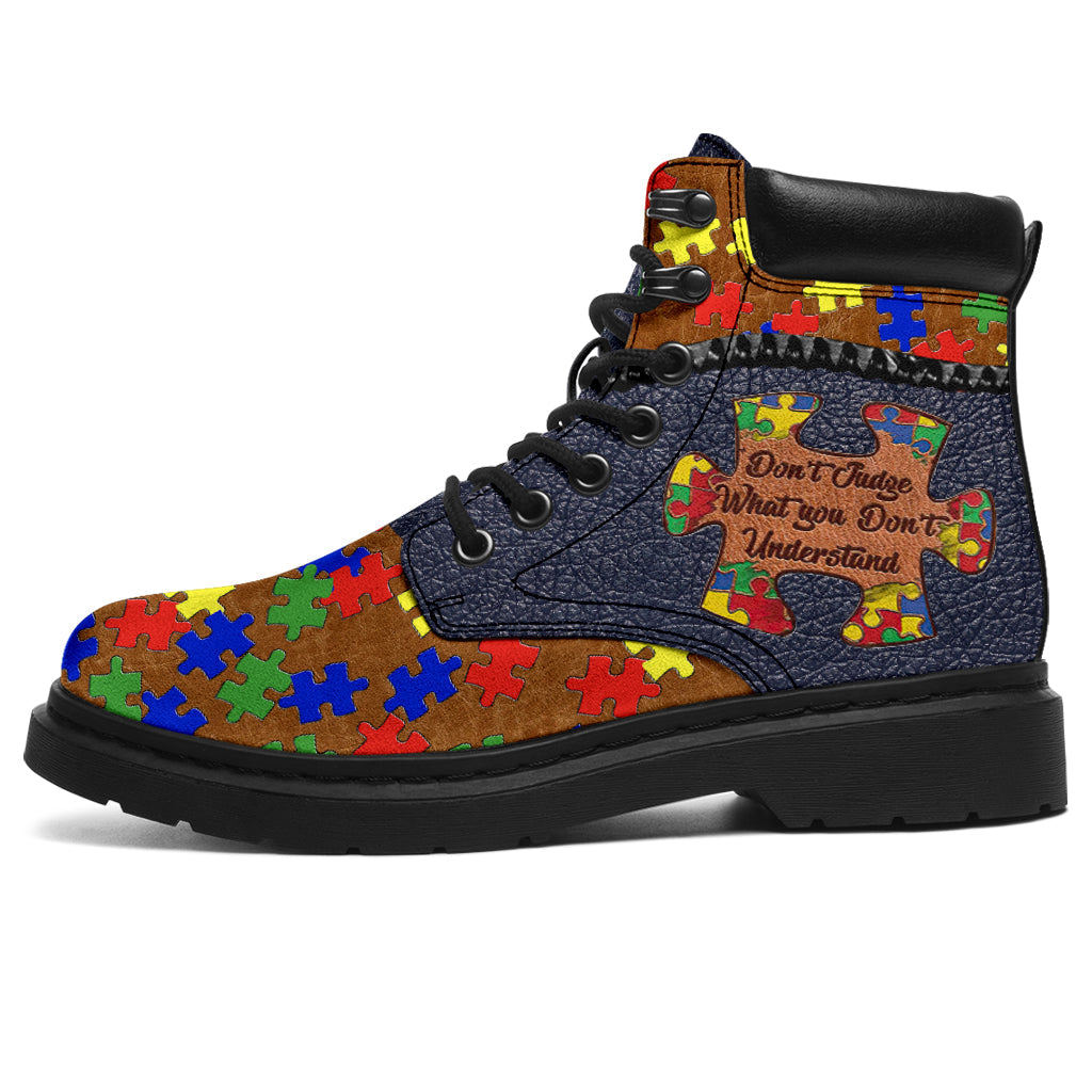 Don't Judge Autism Awareness All Season Boots 0622