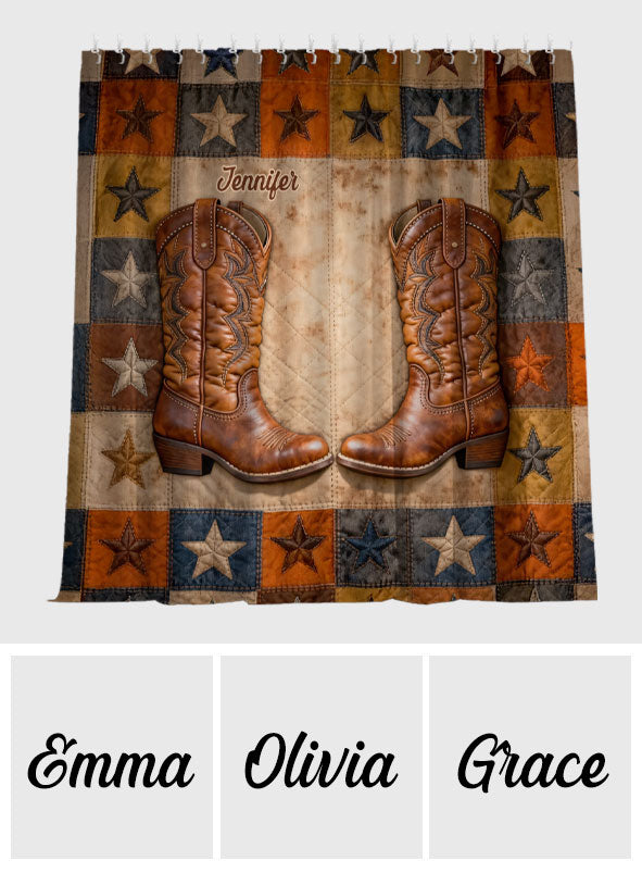 Cowgirl Boots - Personalized Cowgirl Blackout Window Curtain/ Drapes Set
