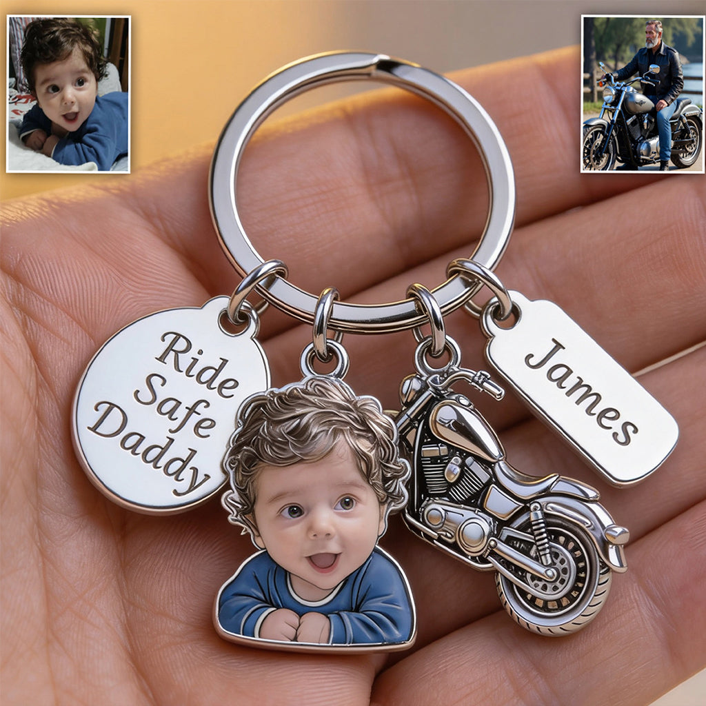 BIKER DAD - Personalized Biker Keychain With Charms