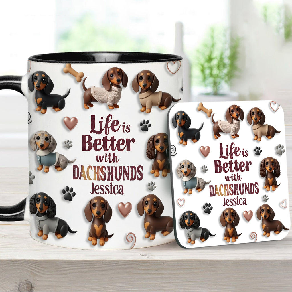 Life Is Better With Dogs - Personalized Dog Accent Mug
