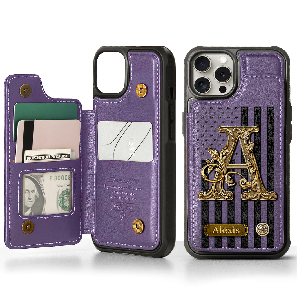 Initial Gift For Him, Gift For Man,... - Personalized Wallet Phone Case