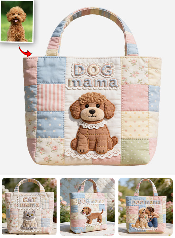 Dog Mama Gift Idea, Dog Lover Gift - Personalized Dog Quilted Tote Bag