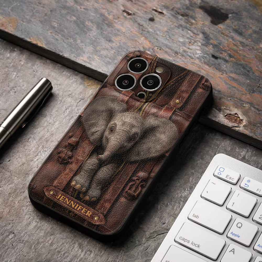 Just A Girl Who Loves Elephant - Personalized Elephant Leather Phone Case