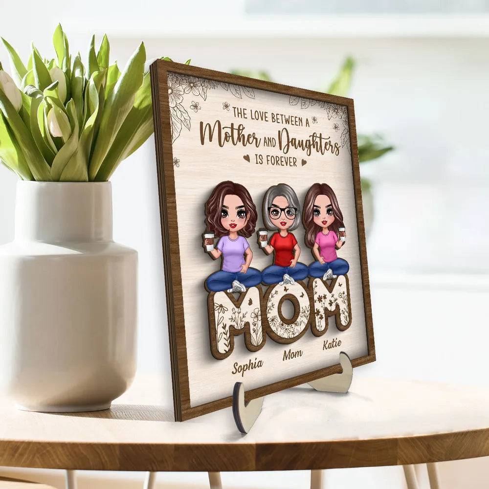 Together with Mom - 'Mother & Daughters' United Wooden Plaque - A Heartfelt Gift for Mother's Day