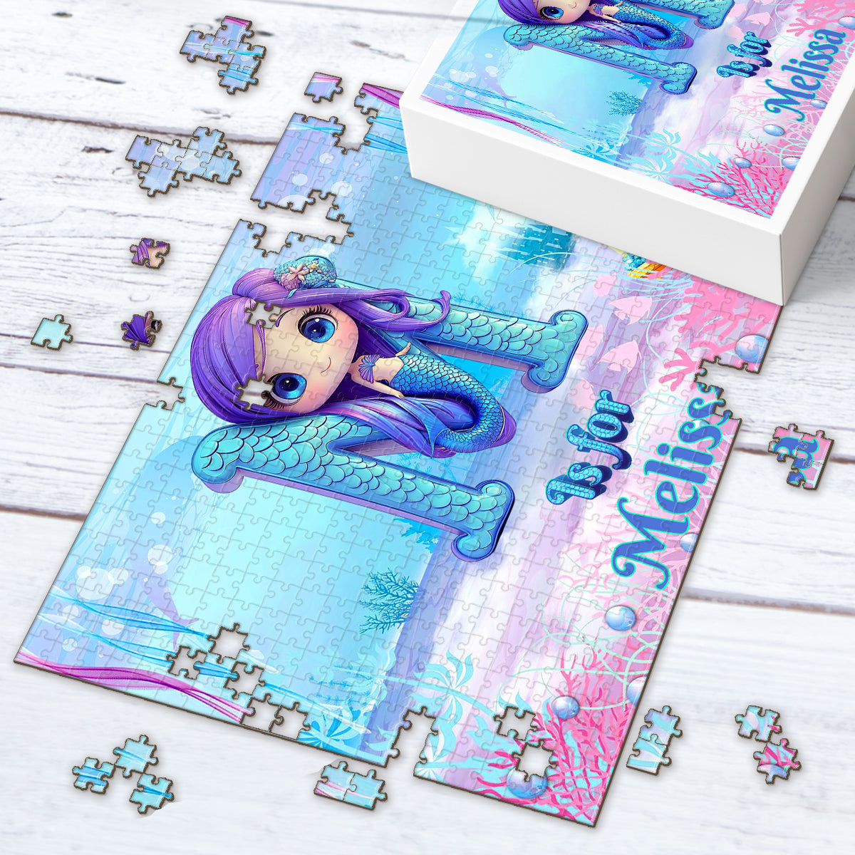 Beautiful Mermaid Letter - Personalized Kid Jigsaw Puzzle