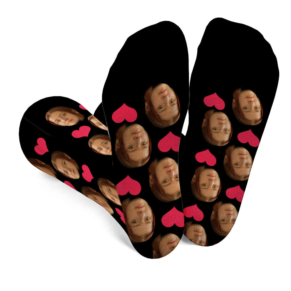 Custom Face Heart Pattern - Personalized Daughter Socks