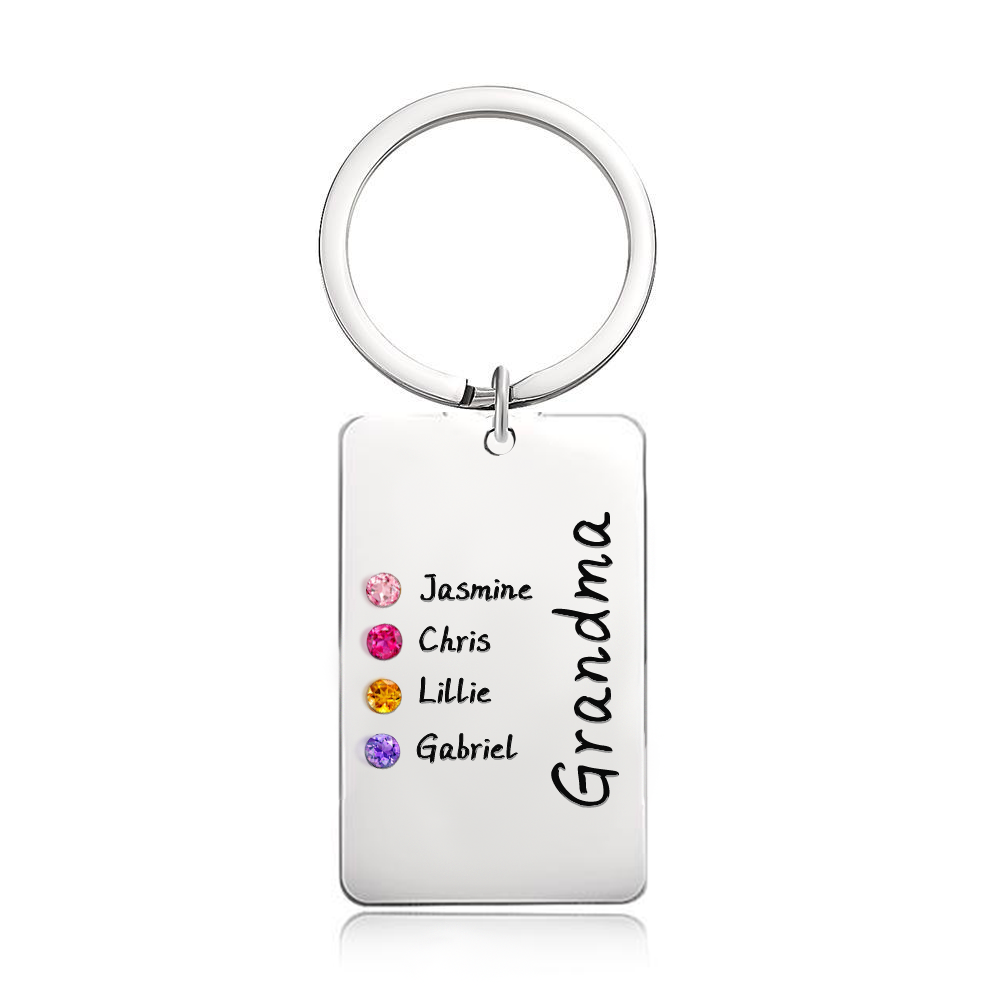 Custom Birthstone For Grandma, Mom - Gift for grandma, mom - Personalized Birthstone Keychain