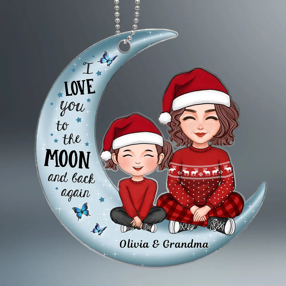 Moon-Shaped Family Acrylic Ornament – Heartwarming Christmas Decor, Perfect Gift for Grandparents