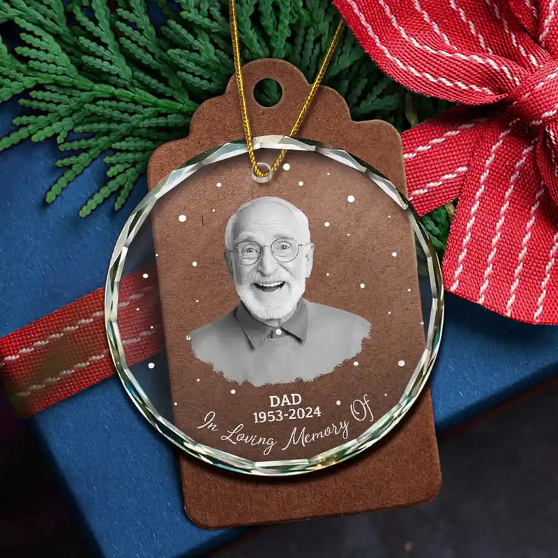 Custom Photo Crystal Ornament Keepsake – Your Wings Were Ready Memorial Circle for a Loved One, Meaningful Christmas Tree Gift