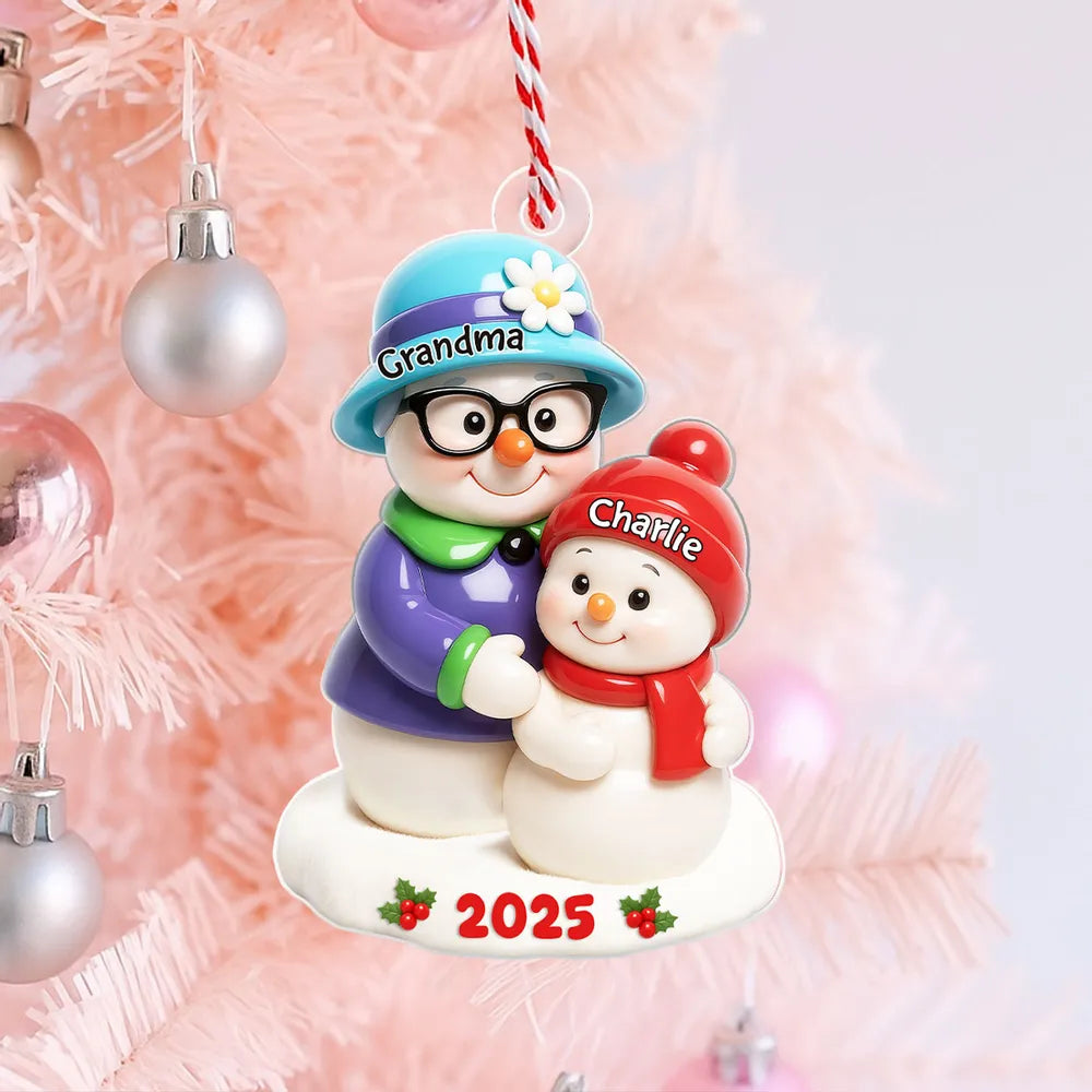 Heartwarming Grandma and Grandkid Acrylic Ornament, Christmas Tree Decoration with Personal Touch