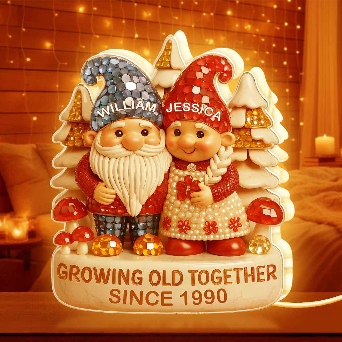 Growing Old Together Custom Acrylic Light Box, Cozy Winter Couple Scene, Soft Atmosphere Lighting Romantic Gift for Couples