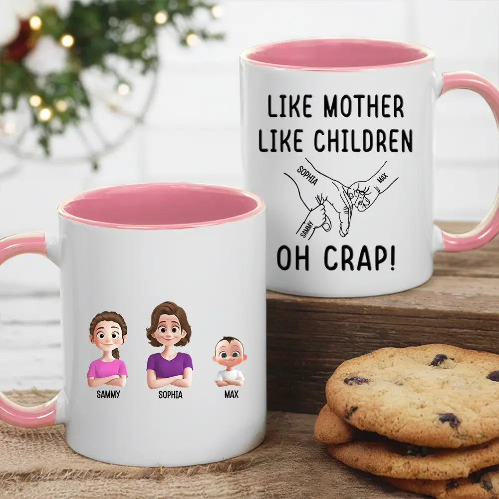 Like Mother Like Children – Customizable Cartoon Cup with Hand Gesture Design – Best Mother's Day Gift