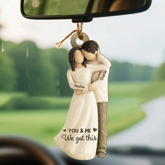 Wooden Ornament Personalized Couple Keepsake With Cozy Neutral Style - Sweet Holiday Gift That Says 'You & Me We got this'