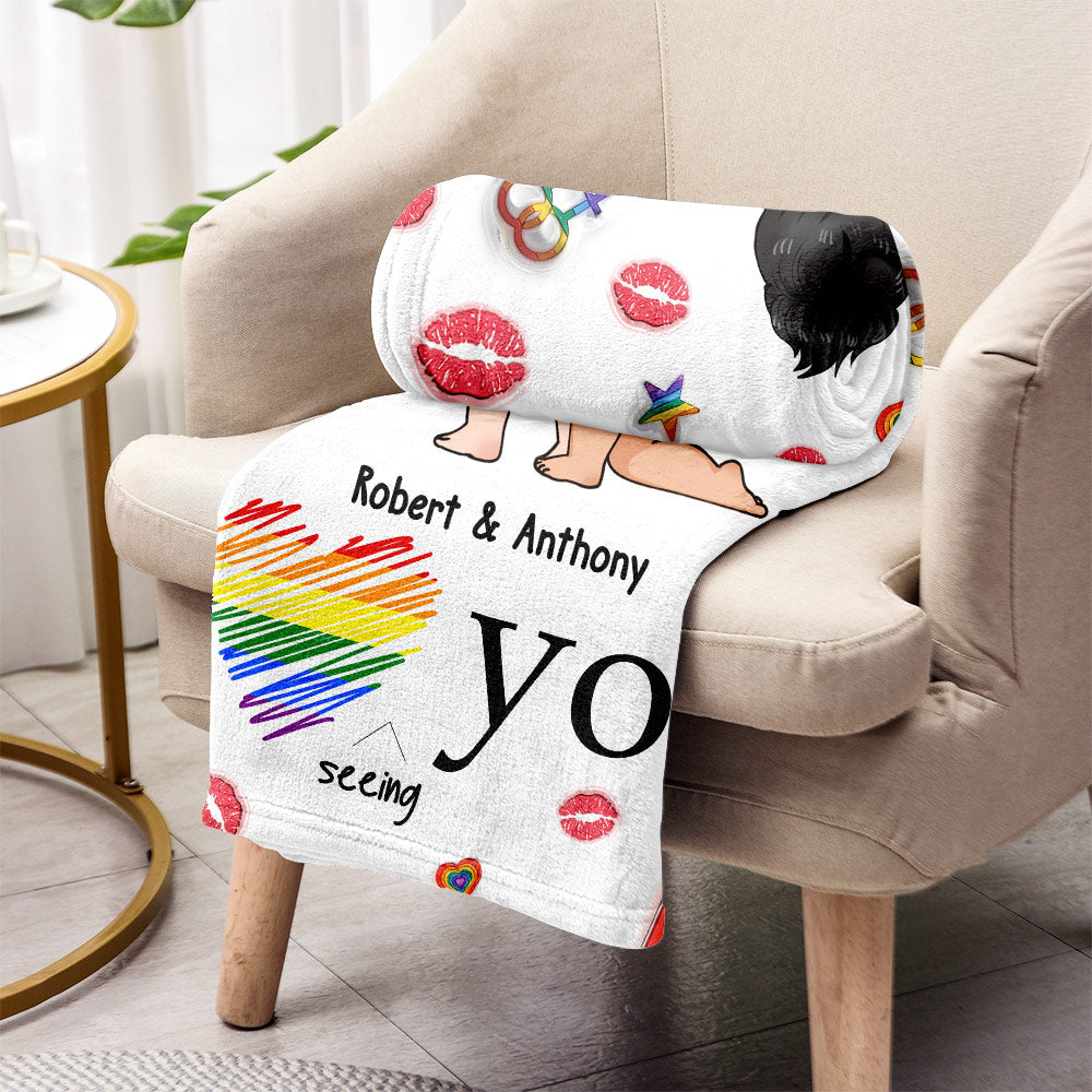 I Love Seeing You Naughty - Personalized LGBT Support Blanket