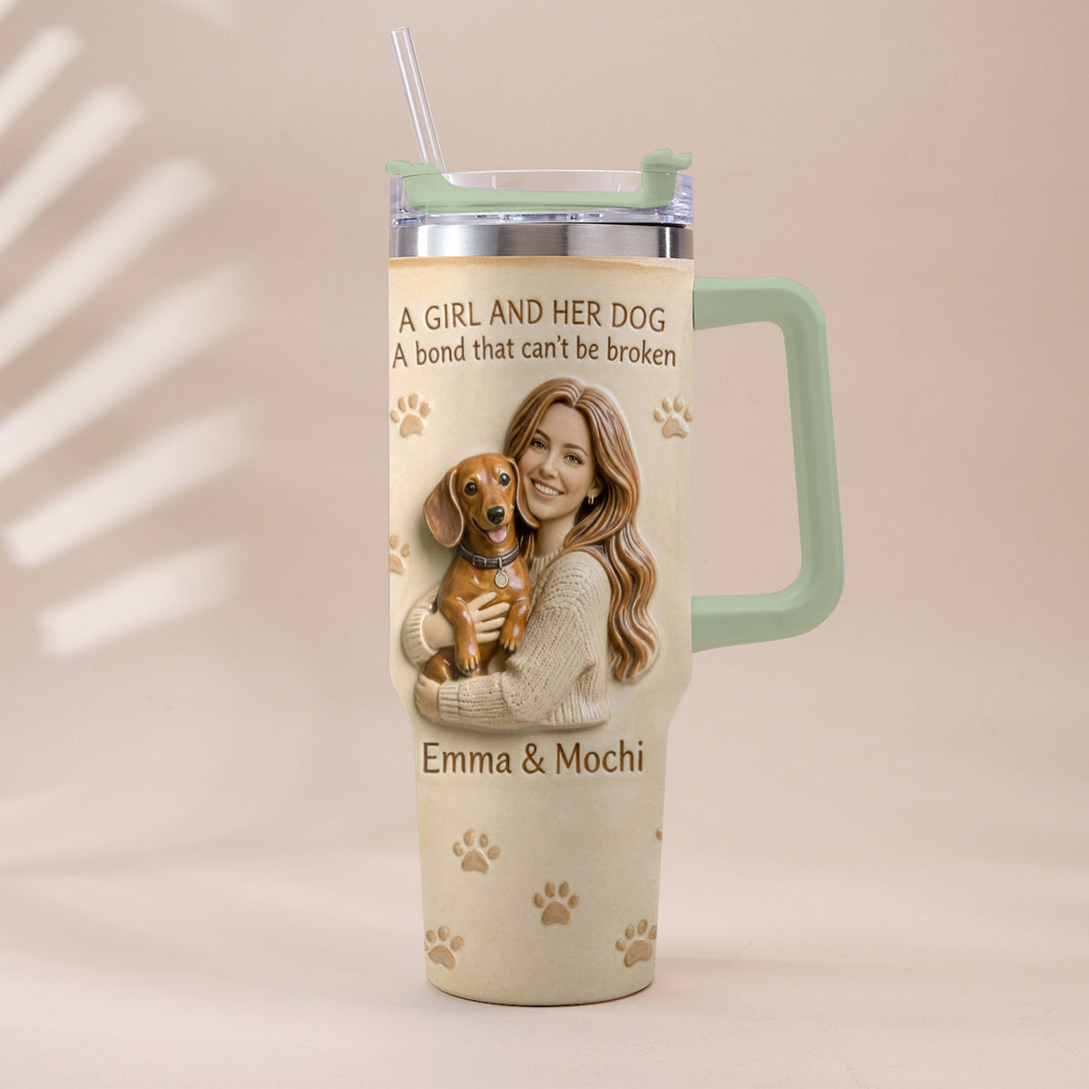 Always By My Side - Personalized Dog Tumbler With Plush Charm