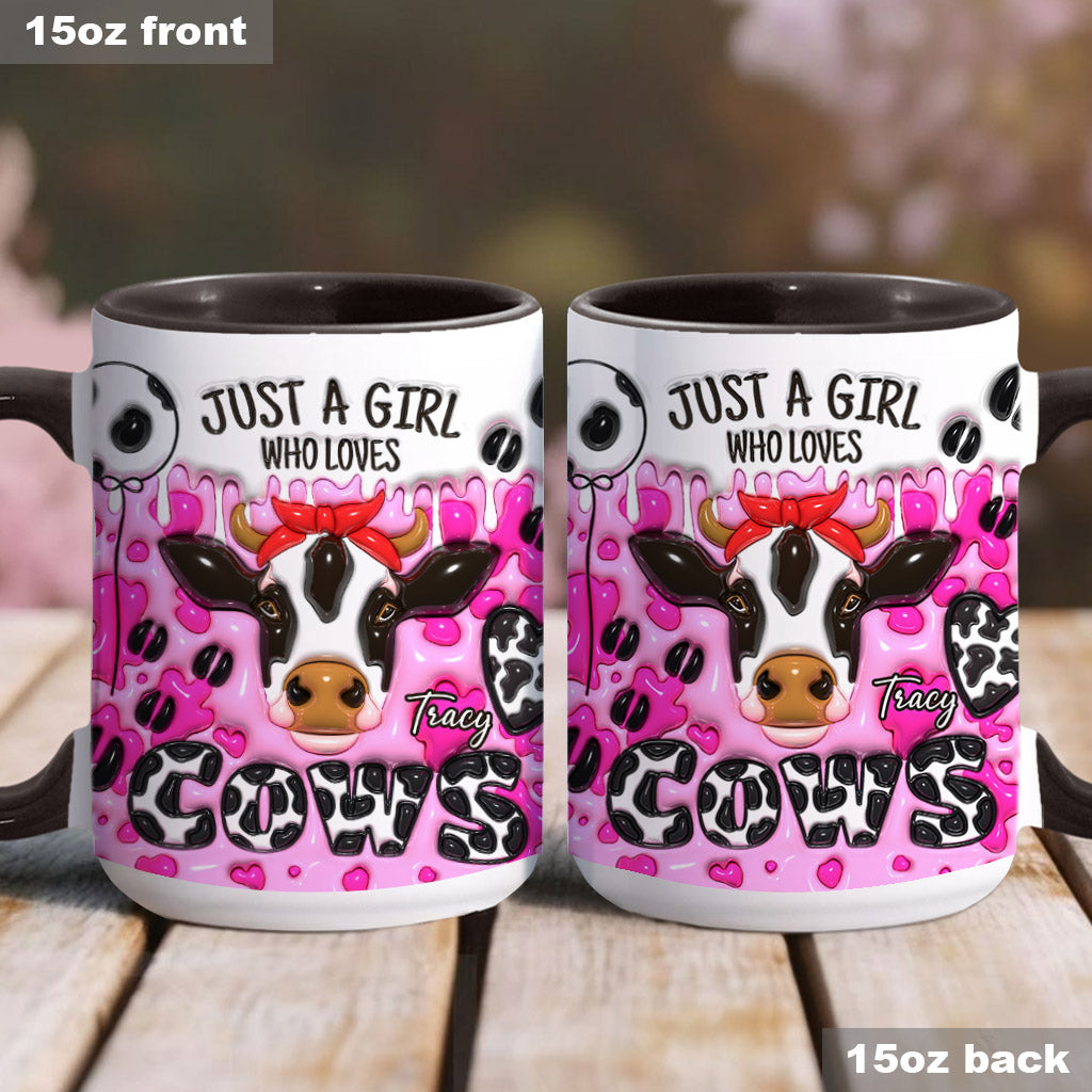Just A Girl Who Loves Cow - Personalized Cow Accent Mug