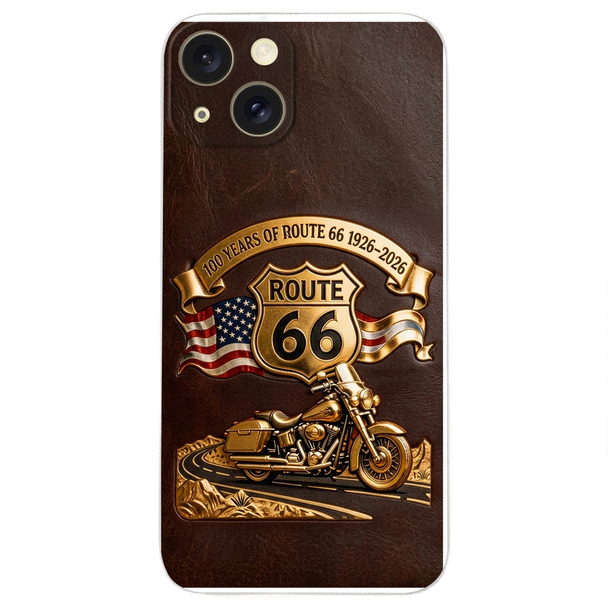 100 Years Of Route Personalized Gifts For Bikers - Personalized Biker 3D Embossed Leather Phone Case