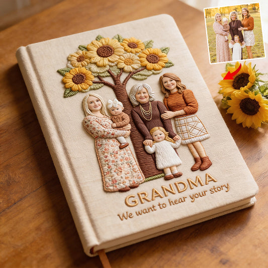 Any Photo I Want To Hear Your Story Perfect Gift For Mom, Grandma - Personalized Mother Leather Journal
