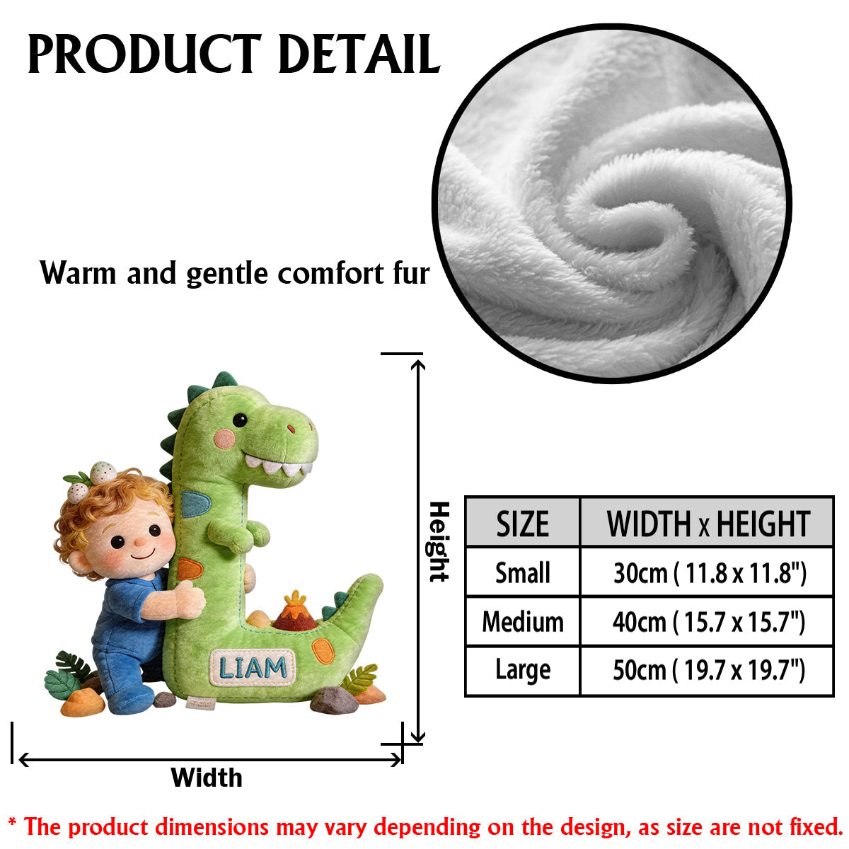 Dinosaur Alphabet Letter & Custom Photo - Personalized Kid Premium Faux Fur Pillow
