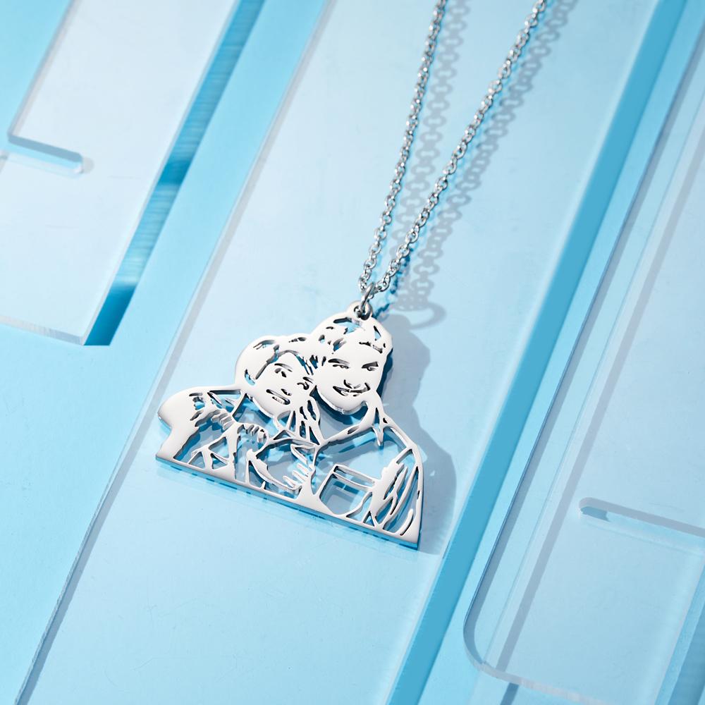 Custom Photo Line Art - Personalized Photo Necklace