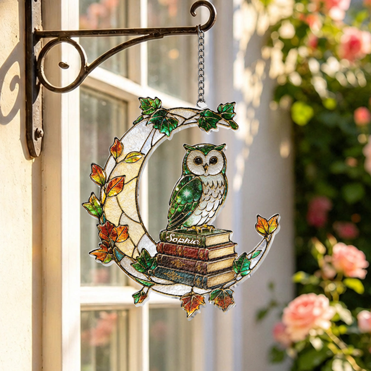 Book Worm - Personalized Book 3D Printed Glass Suncatcher