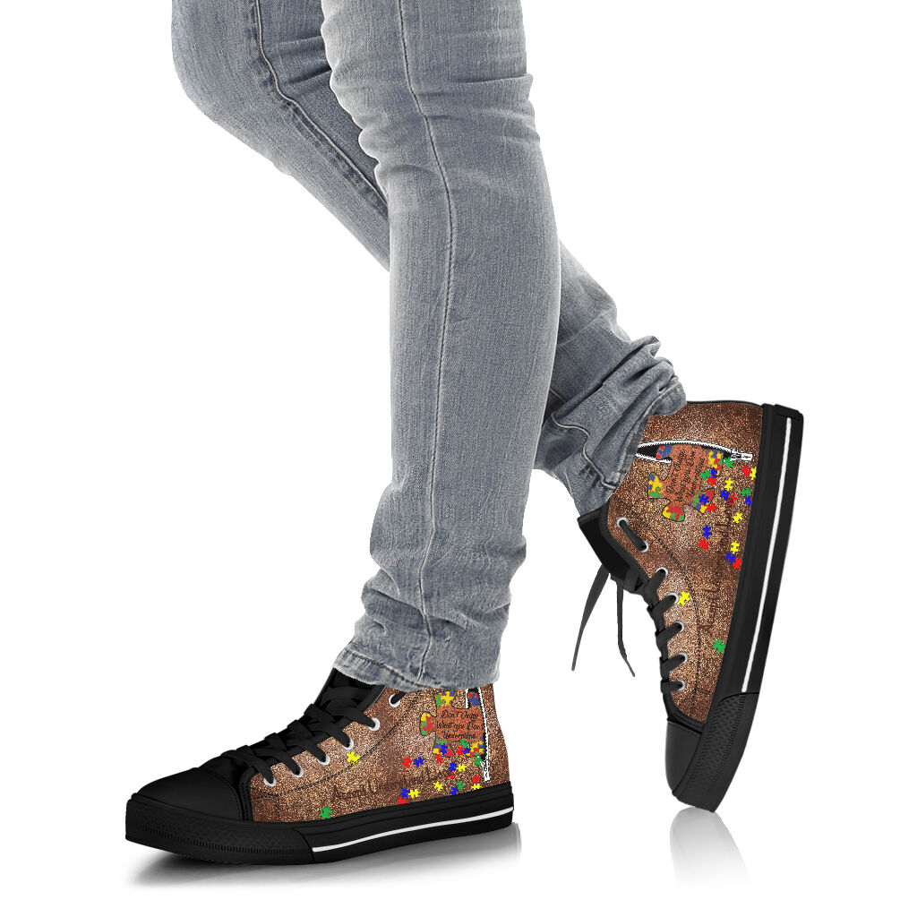 Don't Judge What You Don't Understand - Autism Awareness High Top Shoes With Leather Pattern Print 0622