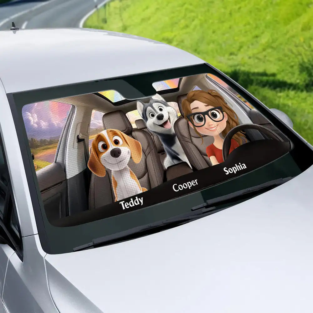 Life Is Better With My Dog - Personalized with Names of Your Loved Ones and Pets for a Fun and Unique Car Windshield Sunshade