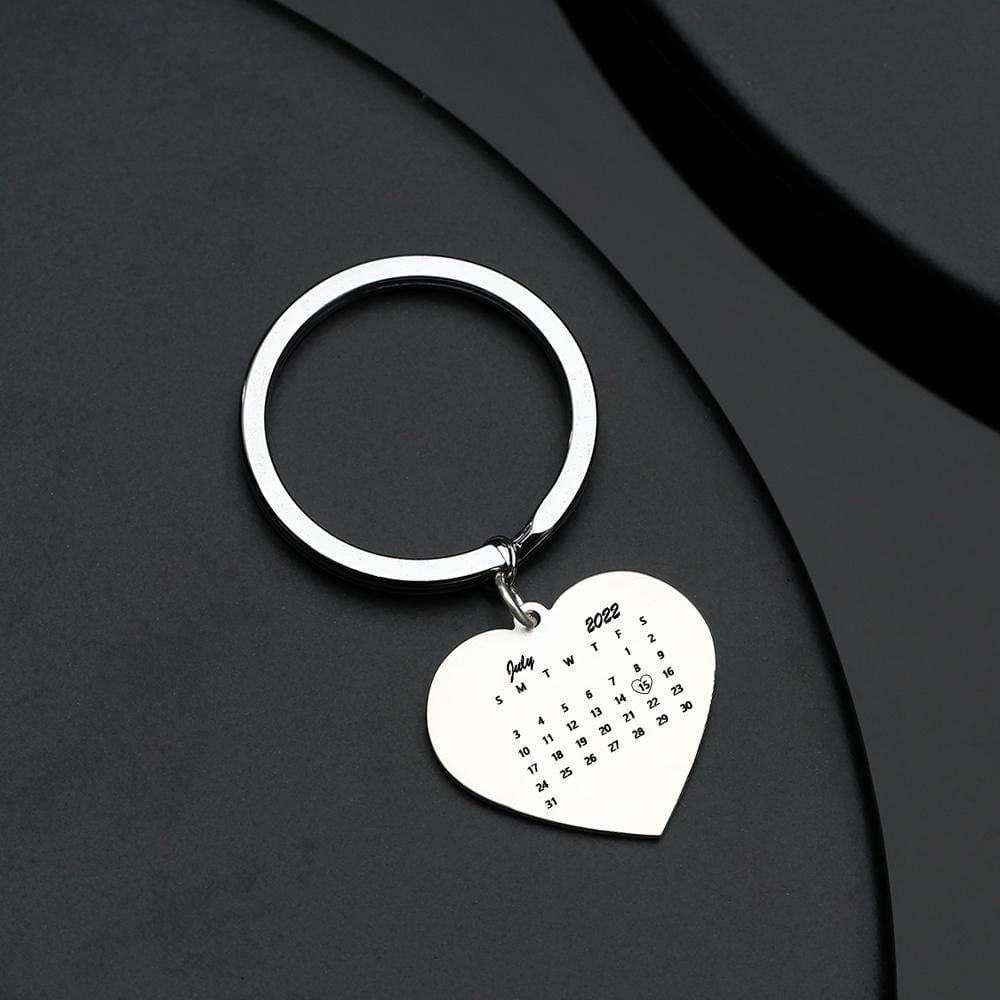 Custom Engraved Photo Calendar For Family, Couple, Besties - Personalized Keychain