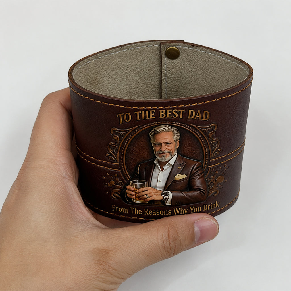 Cool Dad Club - Personalized Father Whiskey Glass With Leather Holder
