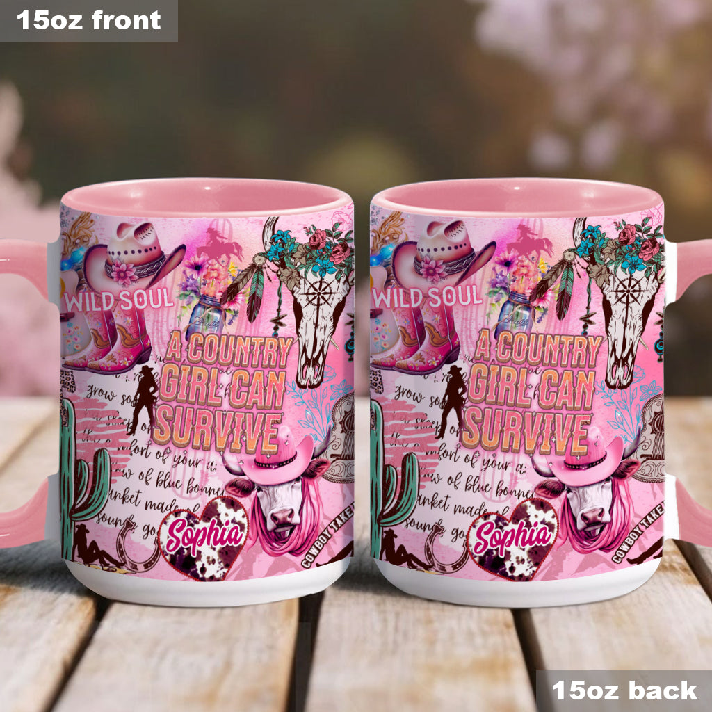 A Country Girl Can Survive - Personalized Country Girl Accent Mug